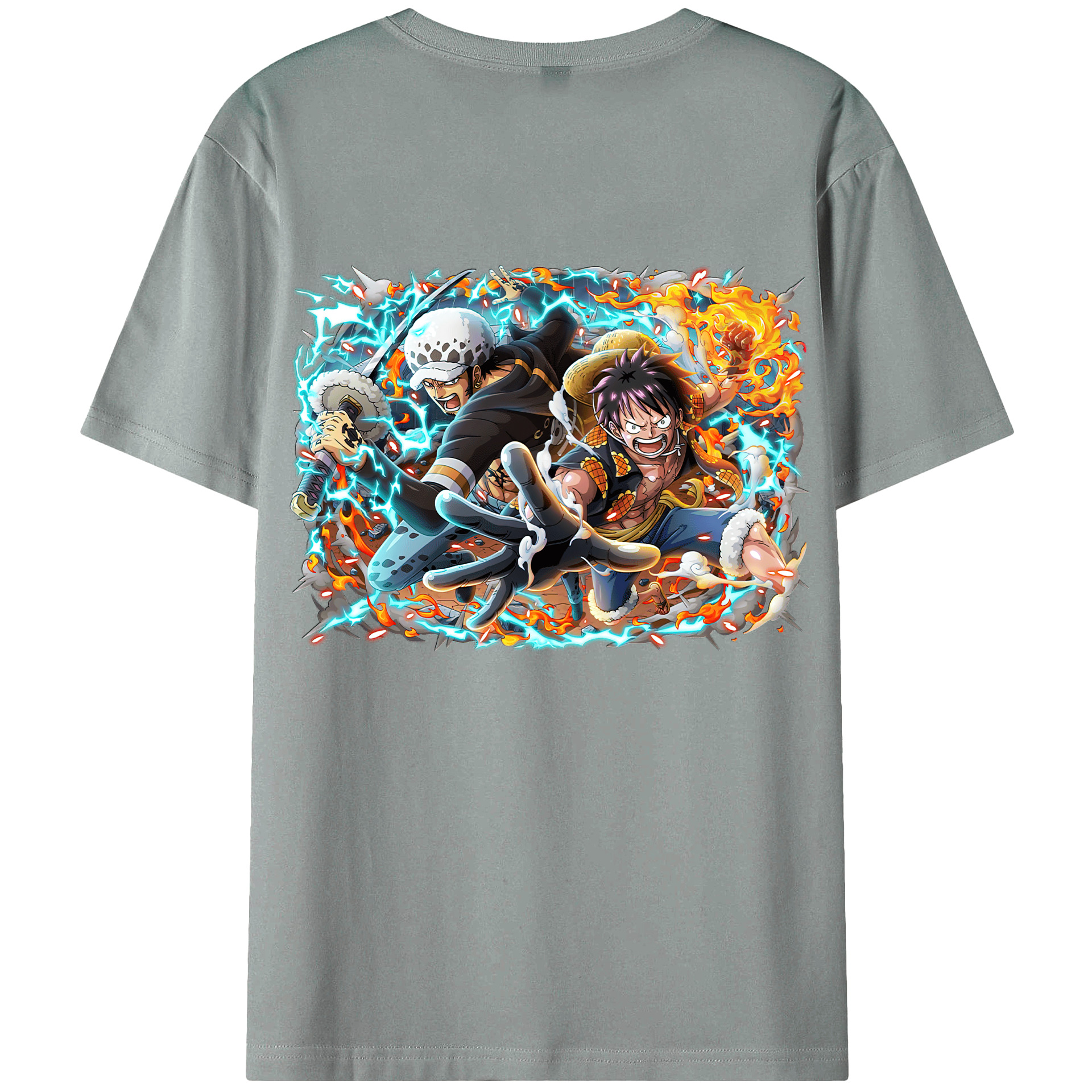 ワンピース モンキー・D・ルフィ ONE PIECE Monkey D. Luffy 綿100％ メンズ半袖Tシャツ（バックプリント） 通気性
